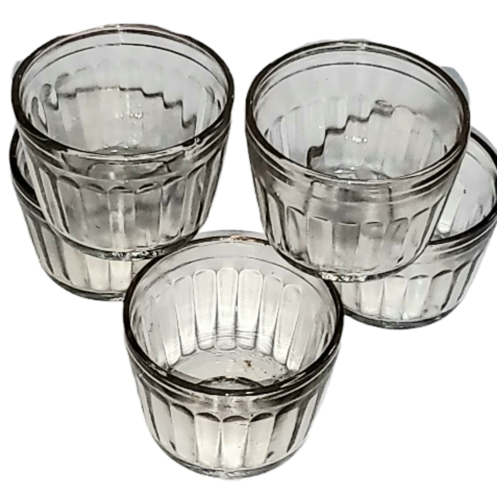 Vintage Clear Glass Dessert Cups 5 Pieces Small Souffle Baking Dishes